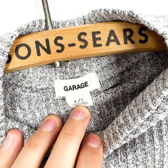 Garage Womens Cropped Rib Knit Mock Neck Sweater Heather Grey Small - Picture 5 of 5